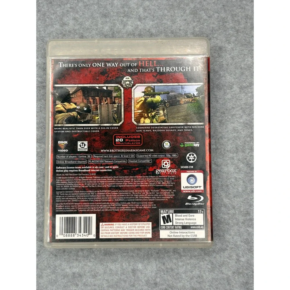 Brothers in Arms Hells Highway PS3 PlayStation 3 Ubisoft WWII Tactical Shooter